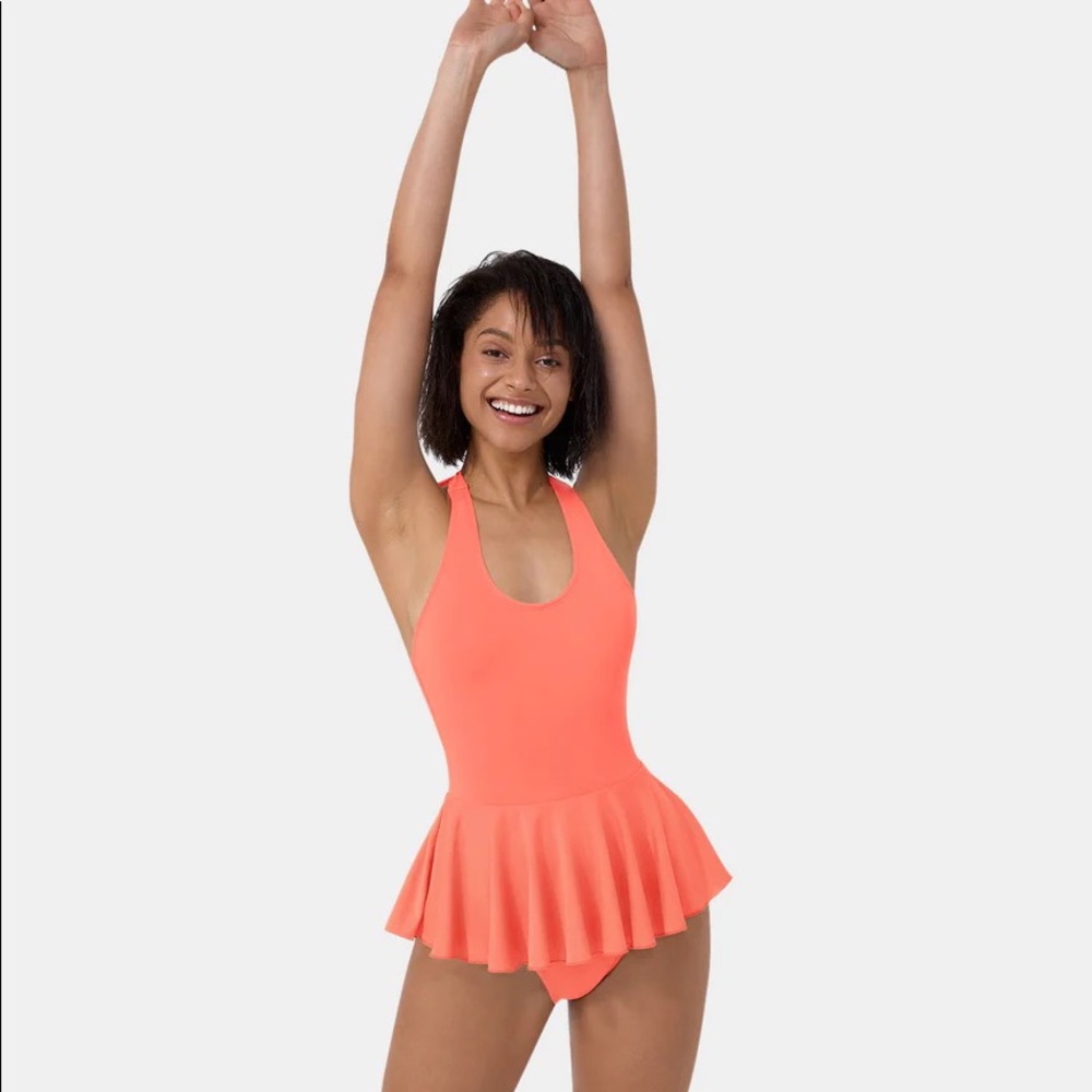 Halara swim and one piece color is coral